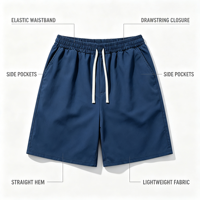 Shorts de sport pour hommes LANMORN, unis, personnalisables avec impression et broderie de logo, cordon élastique, style streetwear décontracté