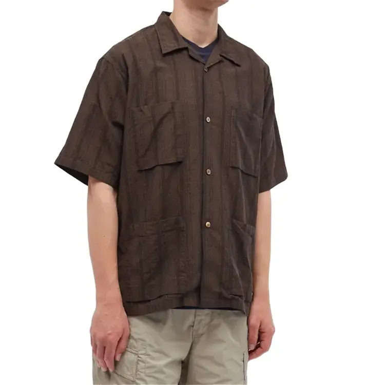 Lightweight mens shirts shorts sleeves cotton striped custom summer shirts