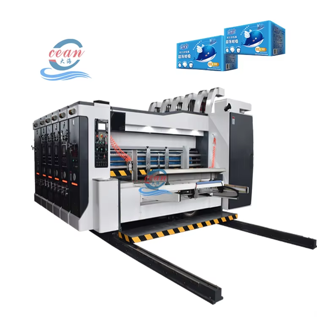 Ocean Carton Box Making Automatic 4 Color Printing Slotting Die Cutting Corrugated Paperbpoard Box Flexo Printing Machine