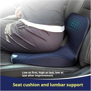 Coussin de siège en mousse à mémoire de forme intégré avec <span class=keywords><strong>dossier</strong></span>-coussin de chaise de bureau, siège d'étudiant et soutien <span class=keywords><strong>lombaire</strong></span> de <span class=keywords><strong>voiture</strong></span> pour une longue séance - Product Image 5