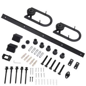 Kits d'accessoires pour <span class=keywords><strong>porte</strong></span> <span class=keywords><strong>coulissante</strong></span> de grange avec revêtement en poudre, rail de <span class=keywords><strong>placard</strong></span>, roulettes pour 4 portes coulissantes - Product Image 4