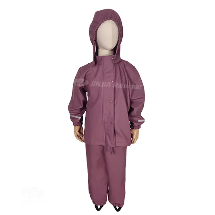 Muddy puddles rainy day puddlesuit pu recycled rainset high quality children raincoat waterproof PU kids rainsuit