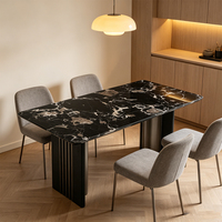 Table à manger moderne de luxe en marbre imperméable avec base en métal pour 6 à 8 personnes, meubles de salle à manger pour appartement