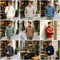 Herren 100% Baumwolle 12GG Strickpullover mit Halbreißverschluss, Stehkragen, Gerippten Bündchen und Saum, Klassischer Business-Casual-Pullover, Winter-Sweater