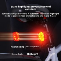 Lampu Belakang Sepeda ABS Cerdas dengan Sensor Getaran, Basis Ganda, 6 Mode Pencahayaan, Bertenaga Baterai untuk Sepeda Jalan Raya - Berkendara Malam Hari