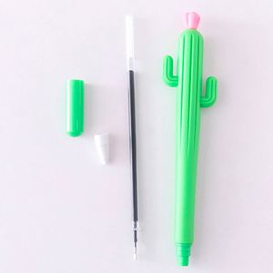Custom Cartoon Gel Pen <b>Creative</b> Promotional Stationery Writing <b>Gifts</b> Neutral Ballpoint Pen Plastic Plant Cactus Pen with Flower - Product Image 2