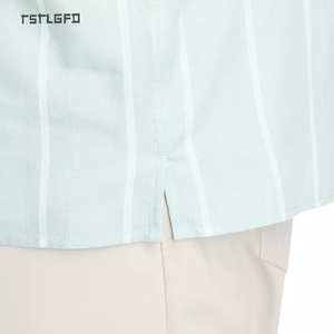 Camisa de Manga Corta a Rayas para Hombre, Estilo Playero, Ligera, Transpirable, de Algodón y Lino, Certificación GOTS, Logotipo Personalizado, Marca Privada - Product Image 3