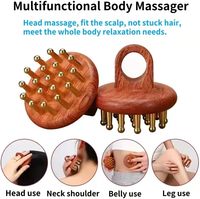 Masseur manuel en bois avec fonction musicale, brosse de pression des méridiens à 28 dents en cuivre pour le corps et le cou, soulagement du stress