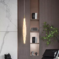 Suspension linéaire moderne de luxe en marbre alabastre motif flocon de neige, hauteur réglable, CRI élevé, pour cuisine, salle à manger, bar