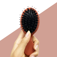 Petite Brosse à Cheveux Compacte Démêlante Mini avec Sac de Rangement en Coton, Emballage en Vrac, Vierge, à Poils de Sanglier