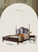 Lit de rangement en bois massif de style rétro français avec design sculpté, taille Queen/King pour chambre à coucher