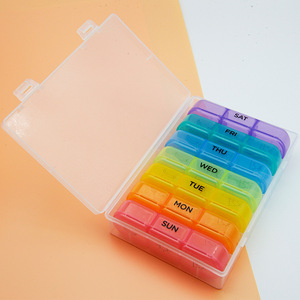Estuche Organizador de Pastillas Semanal Rectangular Arcoíris de 7 Días con Cuatro Compartimentos para Medicamentos y Vitaminas, Antirrayas, Personalizable - ¡Oferta Especial! - Product Image 4