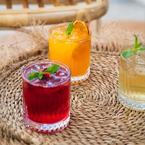 7-15オンス ロックタンブラーカップ 縦縞模様 彫刻入りボトム オールドファッション ウイスキーグラス - Product Image 2