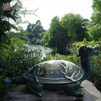 Artisanat Métallique Chinois Classique, Statue de Dragon Tortue Longgui Feng Shui en Bronze Patiné pour la Maison et l'Hôtel