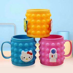 2022 New Stress Relief Cute <b>Kids</b> Drink Cup Silicone Push <b>Bubble</b> Fidget Popper Popular Itting Water Bottles With Handle Holder - Product Image 2