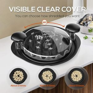 New 9.84-Inch High Quality Eco-Friendly Plastic Portable Multi-Color Chicken Shredder Tool Transparent Anti-Slip Lid Kitchen - Product Image 3