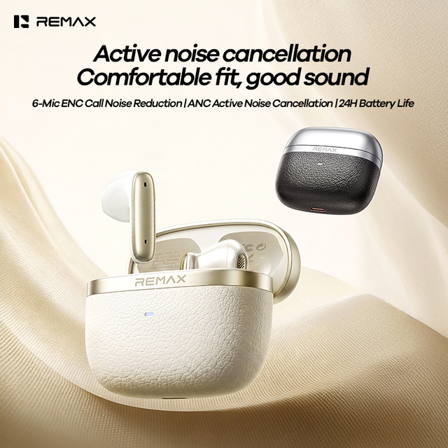 REMAX Hybrid ANC Earbuds Semi-in-Ear Active Noise Cancelling 6-Mic ENC Call Noise Reduction True Wireless Earphones