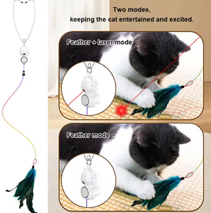 Juguete Interactivo para Gatos 2 en 1 con Luz LED y Varita Colgante, Juguete para Estimular el Movimiento de Mascotas - Product Image 4