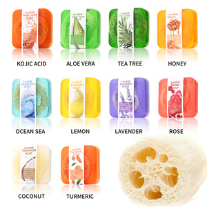 Savon Solide Naturel Bio au Loofah Fait Main aux Huiles Essentielles, à l'Huile d'<span class=keywords><strong>Olive</strong></span>, Glycérine et Extraits Végétaux – Nettoyant, Rafraîchissant pour le Bain - Product Image 1