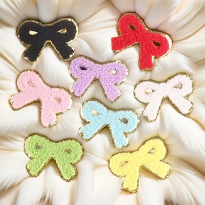 Gold Edge Heart Lighting Smile Face arcobaleno Glitter ciniglia ricamato toppe ferro per borsa abbigliamento - Product Image 4