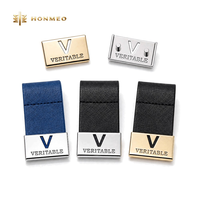 Étiquette Métallique Personnalisée HONMEO pour Jeans, Logo en Métal Embossé Or Argent Cuir pour Veste en Denim, Vêtements