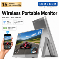 Moniteur portable IPS 15,6 pouces 1080P FHD sans fil avec batterie 8000 mAh, WIFI, Miracast, AirPlay, Type-C, haut-parleur intégré pour ordinateur portable et téléphone