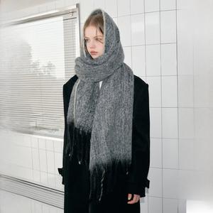 Écharpe en mohair à franges fines Melard Wicker Edge, style coréen, couleur unie, épaisse, chaude, pour étudiants, châle et cache-cou d'hiver - Product Image 3