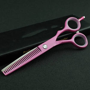Tijeras para Adelgazar el Cabello KQ Rosadas de 6.0 Pulgadas, Acero Inoxidable, Profesionales, para Diestros, Modelo CF344 - Product Image 1