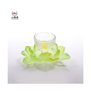 Service à thé exquis Paeonia Lactiflora Tasses à thé et soucoupes en <span class=keywords><strong>verre</strong></span> cristal Expérience améliorée pour cadeau Tasse à thé Paeonia Lactiflora - Product Image 1