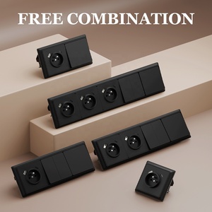 Lớn PC bảng điều chỉnh điện tường thiết bị chuyển mạch và ổ cắm EU tiêu chuẩn Pháp đa chức năng USB kép loại A + C sạc ổ cắm màu đen - Product Image 3