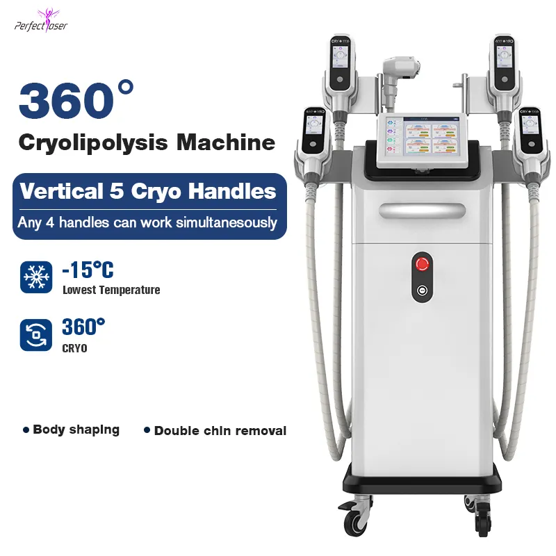 3000W Grote Power Professionele Cryolipolyse Afslankmachine Leveranciers 5 Cryo Handvat 360 Gewichtsverlies Slanke Cryolipolyse Machine