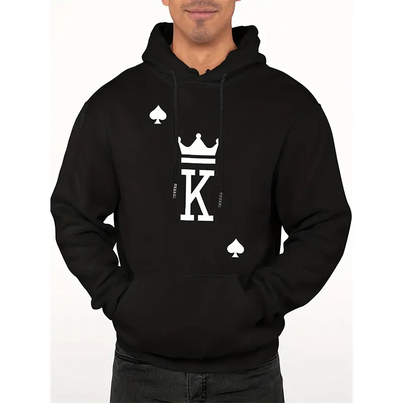 King Of Spades Print Benutzer definierte Logo Hoodies für Männer Herren Casual Graphic Design Pullover Kapuzen pullover mit Känguru-Tasche