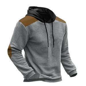 Sweat-shirt à capuche en jacquard à blocs de couleur décontracté pour homme personnalisé de haute qualité Automne/Hiver avec de grandes poches - Product Image 4