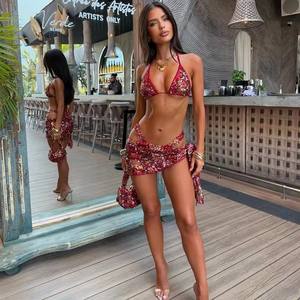 King Mcgreen Star Shiny Sequins <span class=keywords><strong>Bikini</strong></span> Suit Sexy Halter Lace-up Backless Bikinis sin mangas Sexy Mini falda Mujer Beach Outfits - Product Image 3