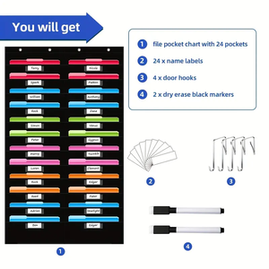 24-Pocket Opvouwbare Dossieropslagzakdiagram Met Naamplaathangende Muurdossier Voor Documentbeheer In Het Klaslokaal - Product Image 2