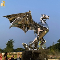 Statue de dragon en acier inoxydable miroir de grande taille pour la décoration de jardin extérieur