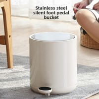 Tempat Sampah ELPHECO Slim Nordic Style Bentuk Barel dari Baja Anti Karat dengan Pedal Kaki dan Sistem Tutup Lembut untuk Rumah, Dapur, dan Kamar Mandi