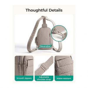 Custom Nylon Plaid Pattern Vertical Square Design Casual Single-Shoulder Crossbody <b>Backpack</b> Lightweight Sling Bag Zipper - Product Image 3