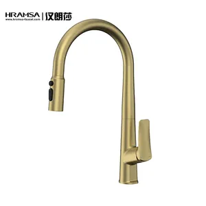 Customized Professional Brass Sanitary Ware Brushed Gold Kitchen Faucet Mixer Tap