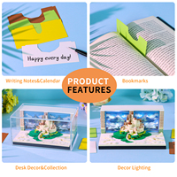 Bloc-notes 3D Sky Castle 2027, Diorama Île Flottante, Escalier en Marbre Nuage, Couverture Acrylique, Calendrier de Bureau, Bloc de Papier d'Écriture