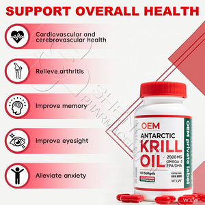 Cápsulas blandas de aceite de krill antártico OEM Halal Omega 3 Suplemento para el cerebro y el corazón Astaxantina 1000mg 2000mg Aceite de krill Softgel - Product Image 4