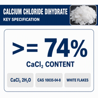 Chlorure de calcium dihydraté CaCl2 2H2O, paillettes de haute pureté pour usage industriel