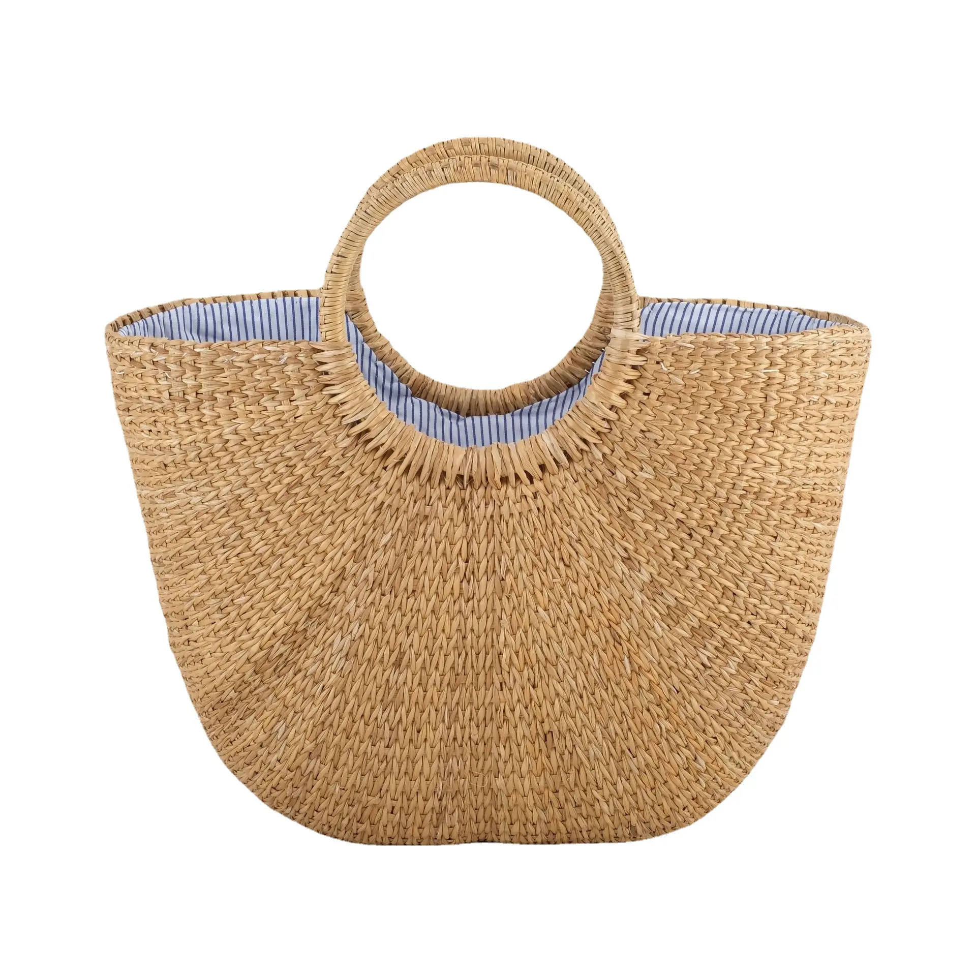 Соломенная плетеная пляжная сумка-тоут ручной работы