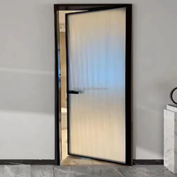 Pintu Kamar Mandi Minimalis Aluminium Alloy Laris Manis, Pintu Geser Kaca Tempered Tahan Air untuk Pemisahan Area Basah Kering