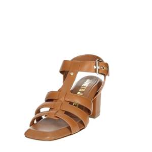 Sandalias de Tacón de Cuero para Mujer Janet & Janet J-214, Diseño con Tiras y Tacón Cuadrado Color Bronceado - Product Image 6
