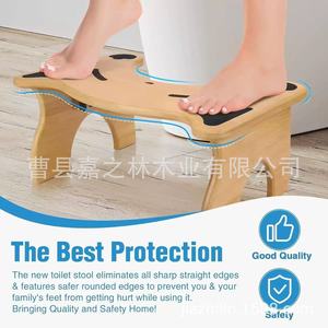 Wooden <b>Bathroom</b> Step <b>Stool</b> Folding Anti Slip Solid Wood Kids Toilet Footstool - Product Image 5