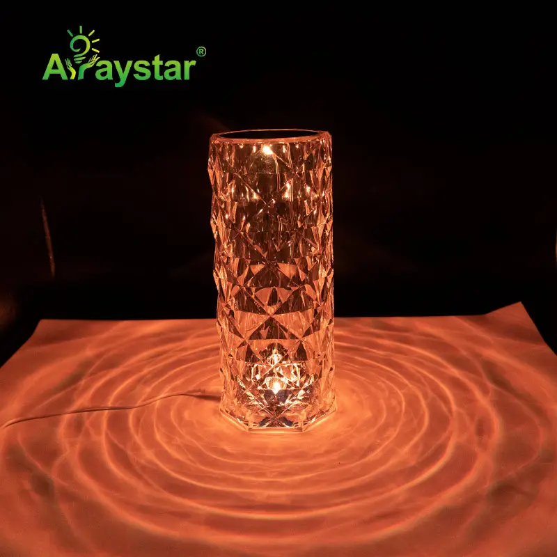 Modern fashion Rose Crystal LED table lamp transparent LED desk lamp with sensor usb charge for home decoration