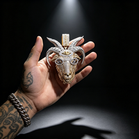 OEM ODM Liontin Kambing Moissanite Perak Sterling 925 Liontin Kustom Liontin Pria untuk Natal Paskah Pakaian Jalanan Pertunjukan
