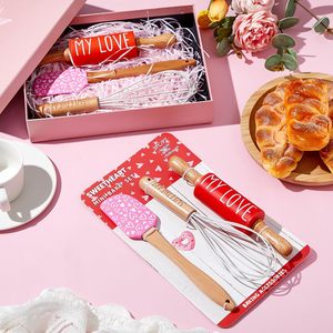 Juego <span class=keywords><strong>de</strong></span> Repostería Mini para San Valentín Fuutreo, Espátula, Batidor, Rodillo, Resistente al Calor, Diseño <span class=keywords><strong>de</strong></span> Corazones, para Hornear, Cocinar, Servir y Mezclar - Product Image 3