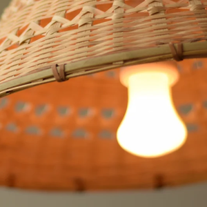 Pantalla de bambú arte LED luces colgantes madera mimbre lámparas colgantes suspensión hogar interior dormitorio sala de estar tejido hecho a mano - Product Image 4